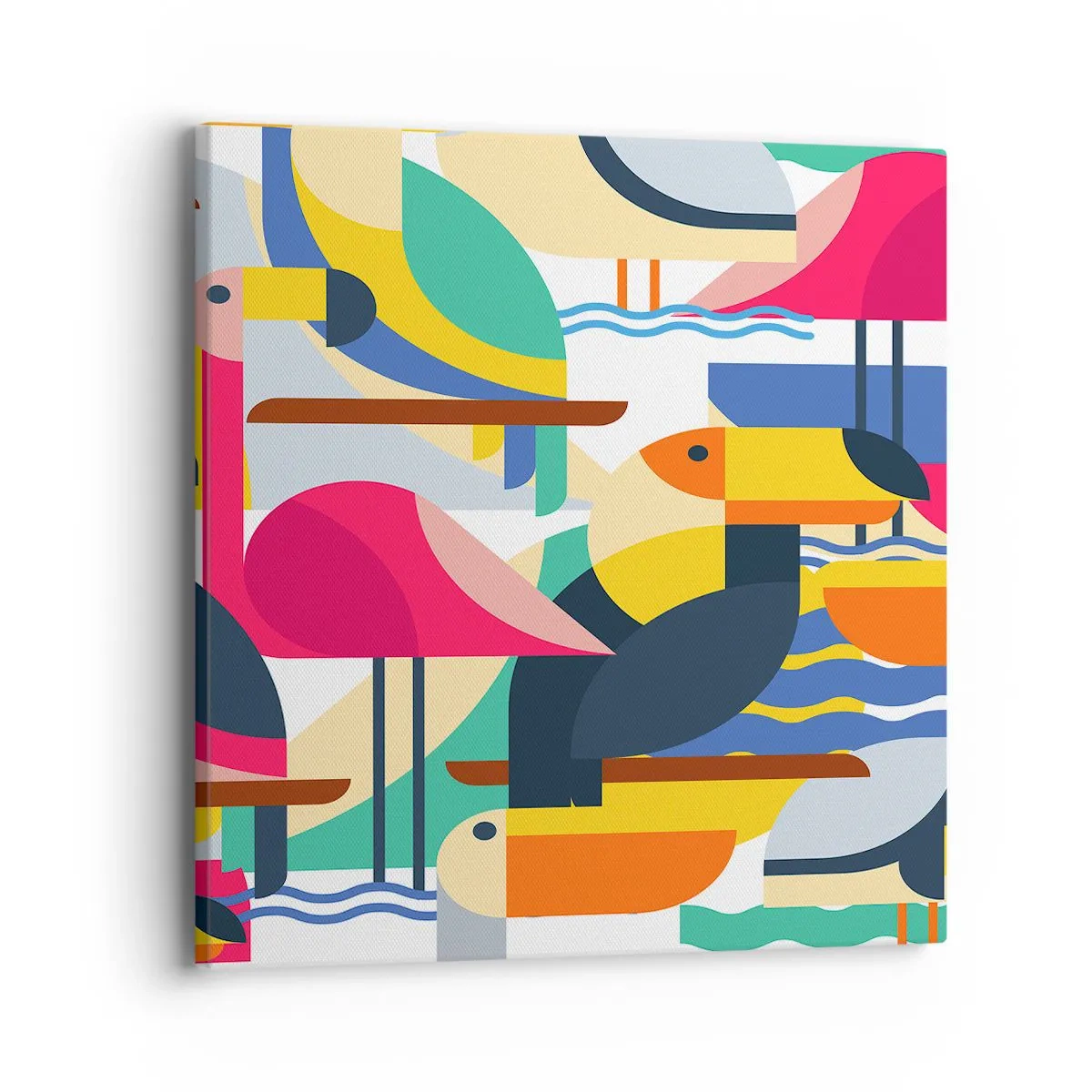 Bild auf Leinwand - Leinwandbild - Vogelparty - 40x40 cm