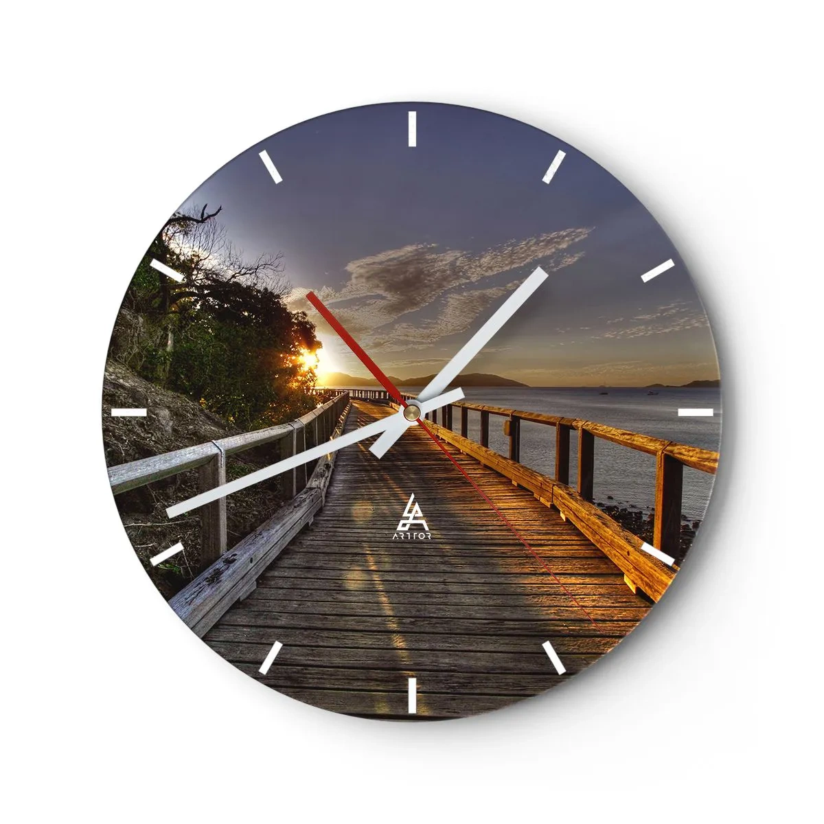 Wanduhr - Glasuhr - Gehen, weiter der Sonne entgegengehen - 40x40 cm