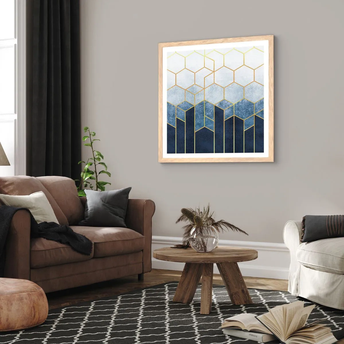 Poster in einem Rahmen aus heller Eiche - Komposition im synkopischen Rhythmus - 40x40 cm