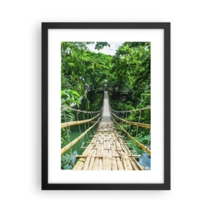 Poster in einem schwarzem Rahmen - Monkey Bridge über das Grün - 30x40 cm