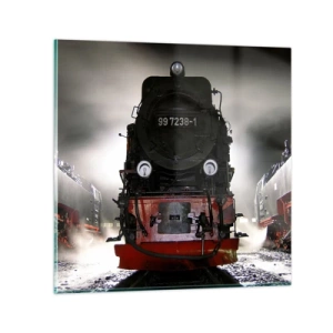 Glasbild - Bild auf glas - Er steht und keucht, seufzt und pustet - 70x70 cm