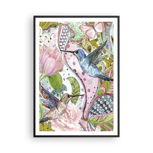 Poster in einem schwarzem Rahmen - Verstrickt in Weinreben - 70x100 cm