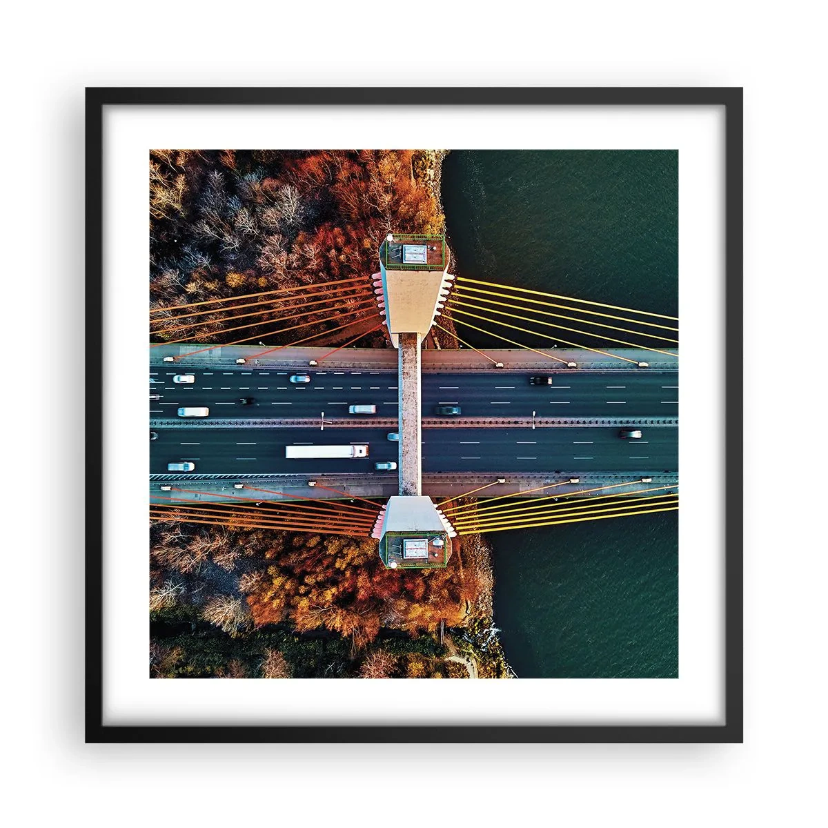 Poster in einem schwarzem Rahmen - Jenseits der Gewässer, jenseits der Wälder - 50x50 cm