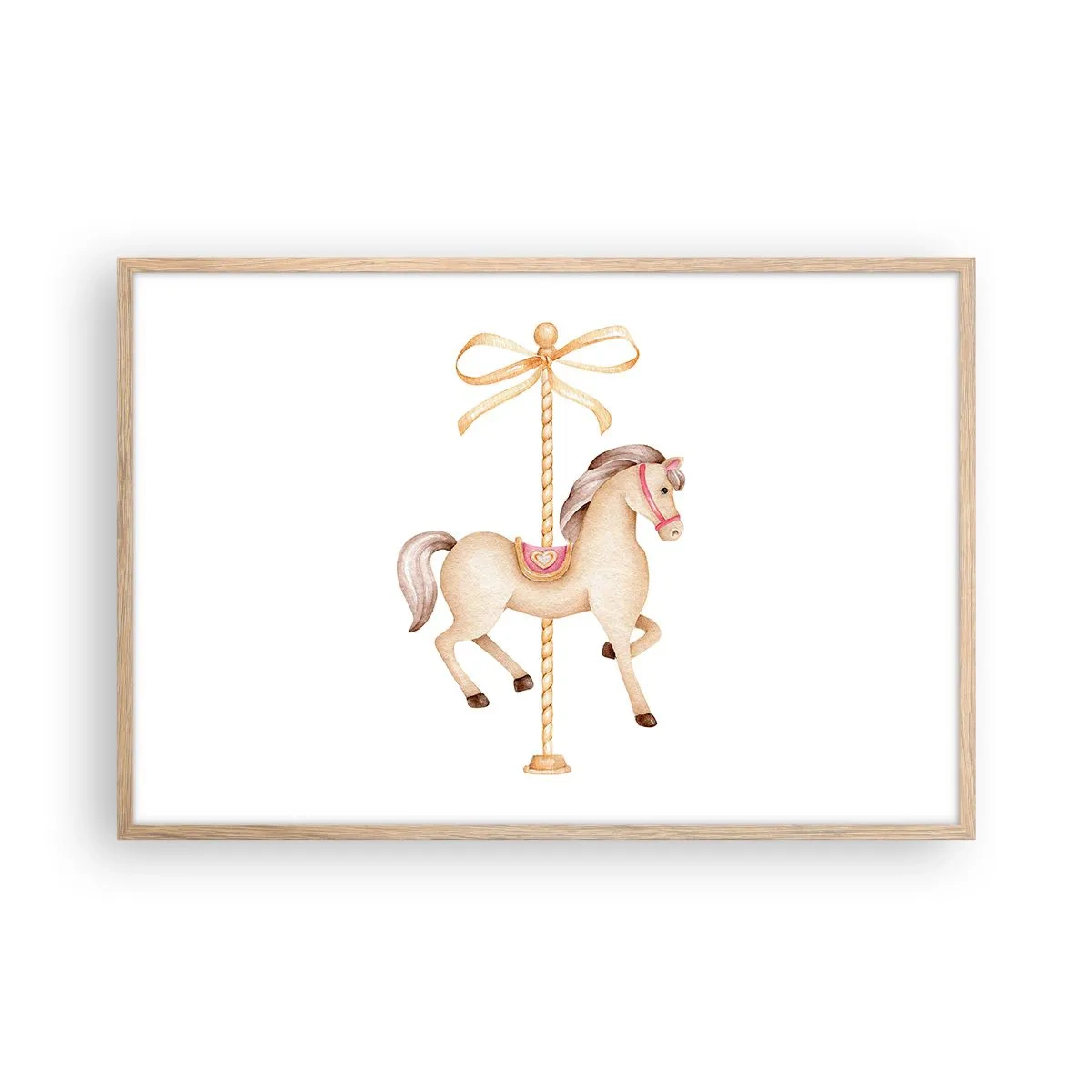 Poster in einem Rahmen aus heller Eiche - Anmutiger Trab - 91x61 cm