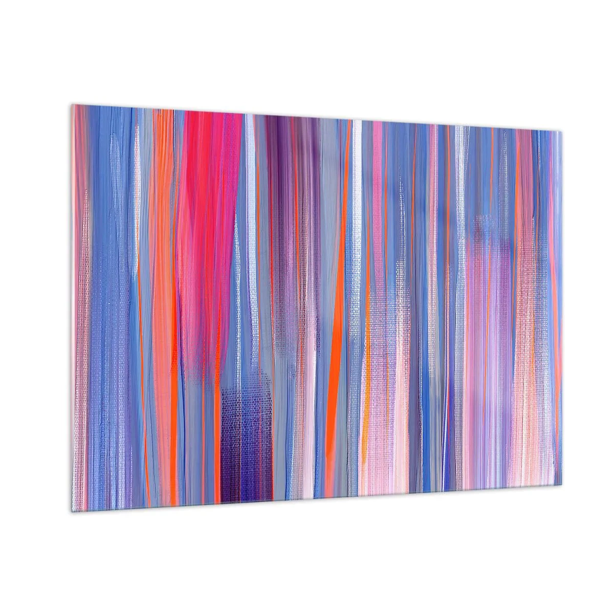Glasbild - Bild auf glas - Bunte vertikale Streifen in Rosa-, Lila- und Blautönen - 100x70cm - Aufstieg zum Regenbogen - Moderne Wanddekoration für Wohnzimmer und Schlafzimmer ARTTOR
