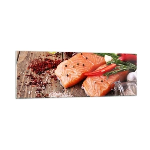 Glasbild - Bild auf glas - Norwegisches Abenteuer in der Küche - 90x30 cm