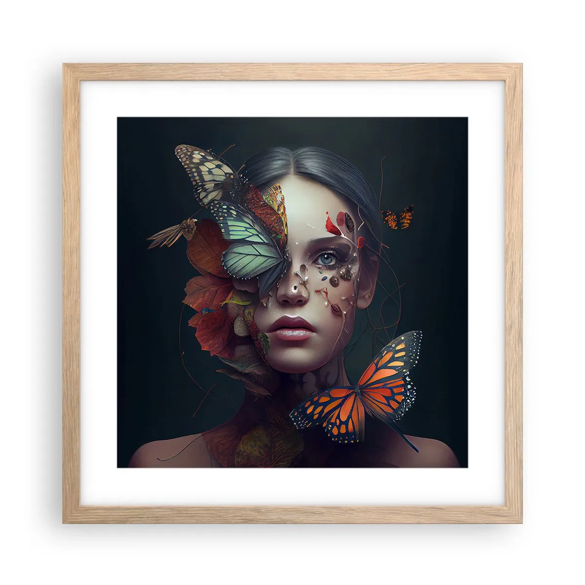 Poster in einem Rahmen aus heller Eiche - Wunderbare Metamorphose - 40x40 cm