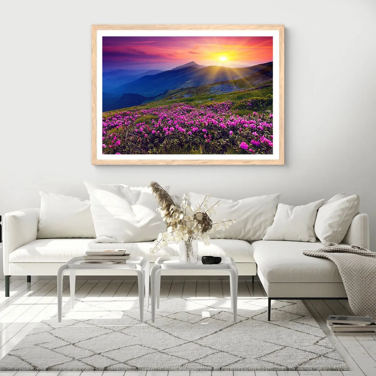 Poster in einem Rahmen aus heller Eiche - … Und drumherum duftet es nach Latschenkiefer und dem Duft von Kräutern - 40x30 cm