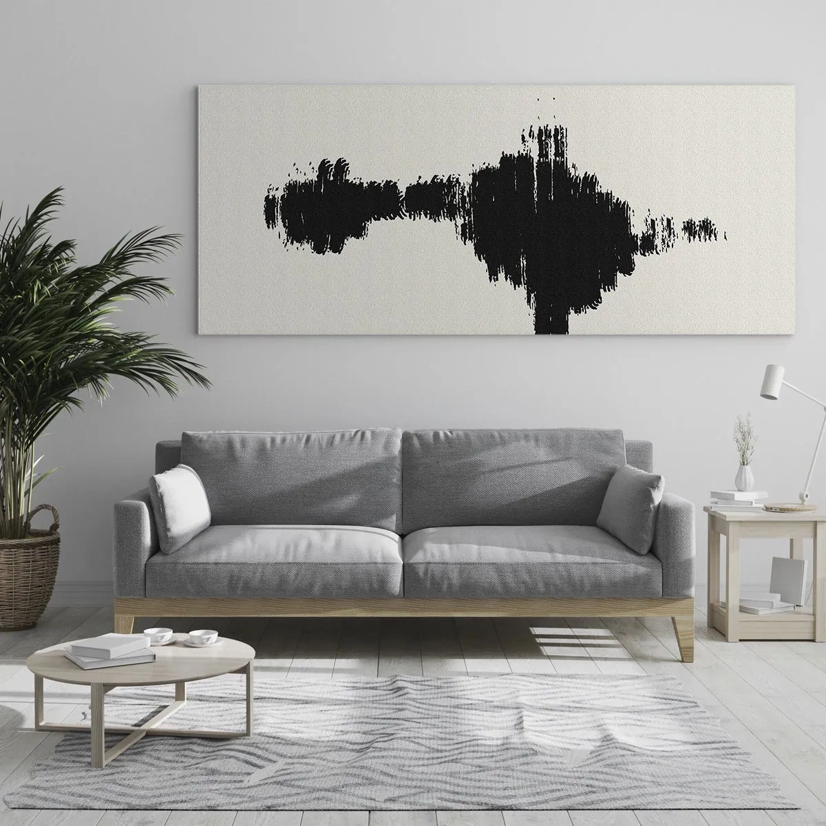 Glasbild - Bild auf glas - Ein abstraktes Motiv, das einer Schallwelle im minimalistischen Stil ähnelt. - 120x50cm - Schwingungen der Fantasie - Moderne Wanddekoration für Wohnzimmer und Schlafzimmer ARTTOR