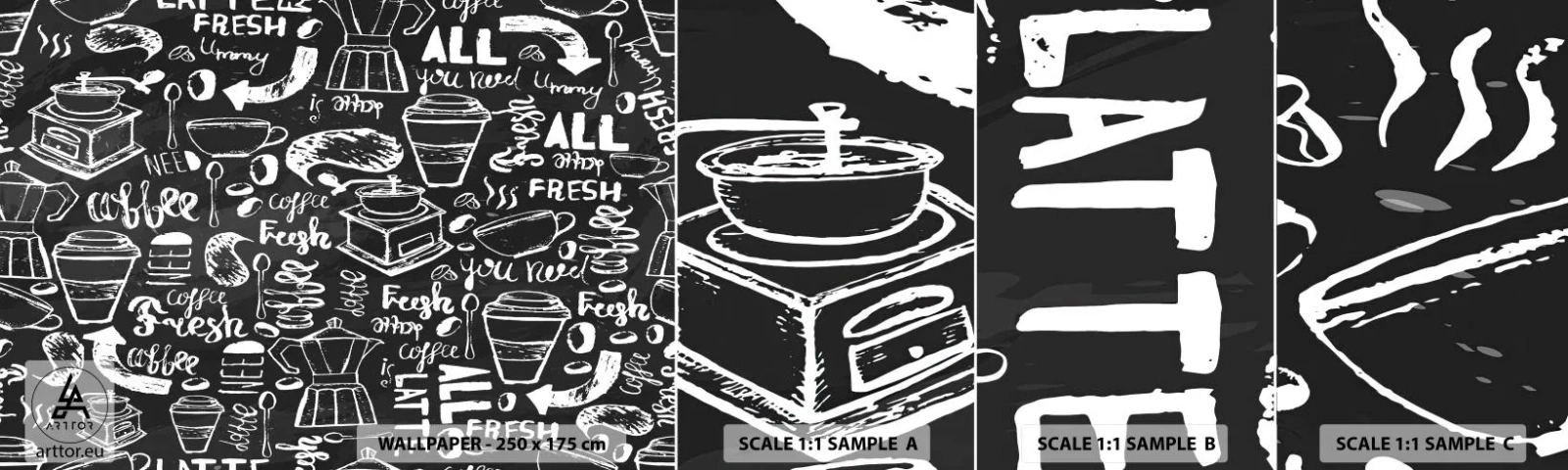 Fototapeten Muster Selbstklebend Deluxe Sticker - Alles was Sie brauchen ist… - Gastronomie, Wandgemälde, Graffiti - 100x30 cm