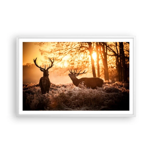Poster in einem weißen Rahmen - Der Traum eines Jägers - 91x61 cm