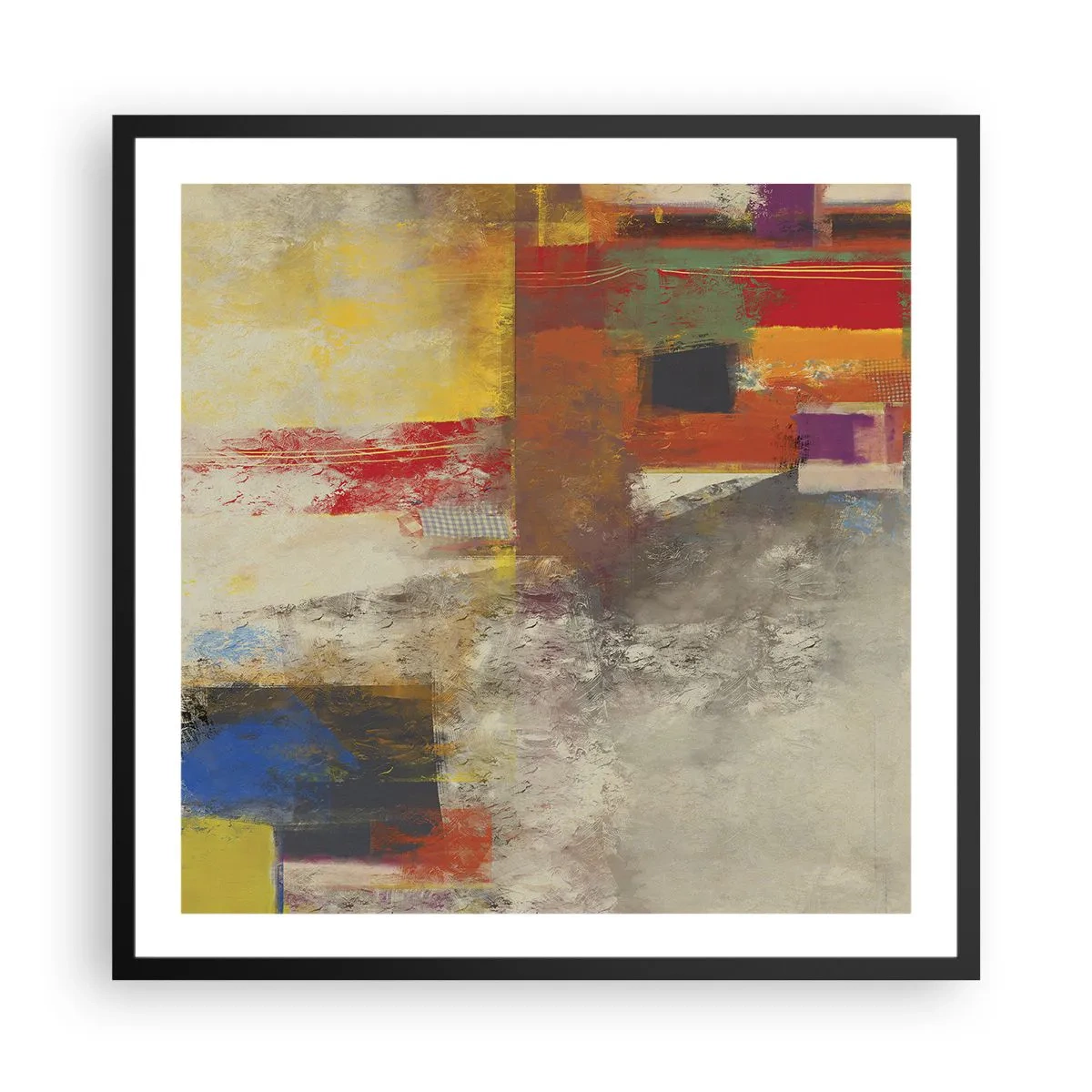 Poster in einem schwarzem Rahmen - Geometrie der Farben - 60x60 cm