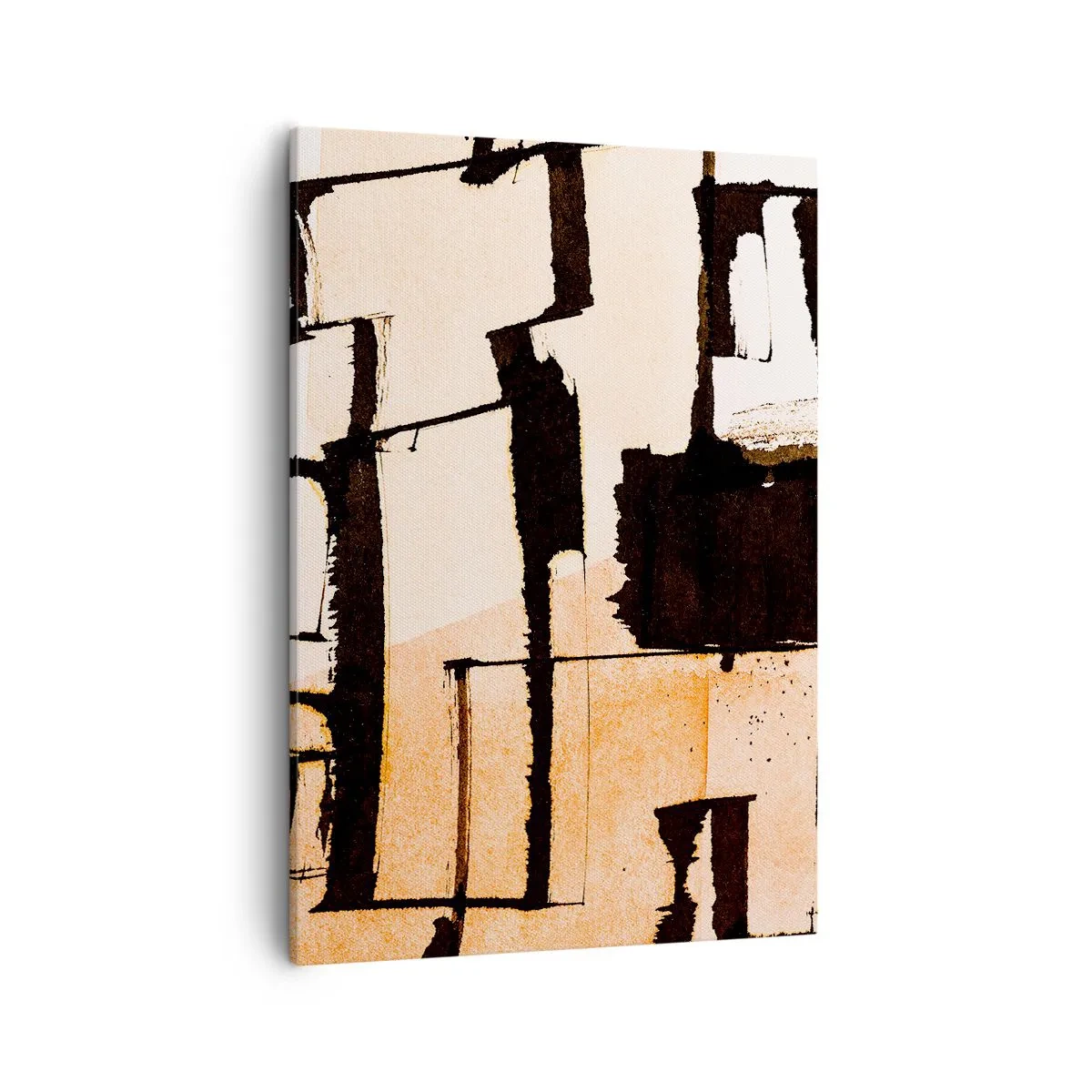 Bild auf Leinwand - Leinwandbild - Geometrische Muster in Braun- und Beigetönen - 50x70cm - Also doch Ordnung - Moderne Wanddekoration für Wohnzimmer und Schlafzimmer ARTTOR