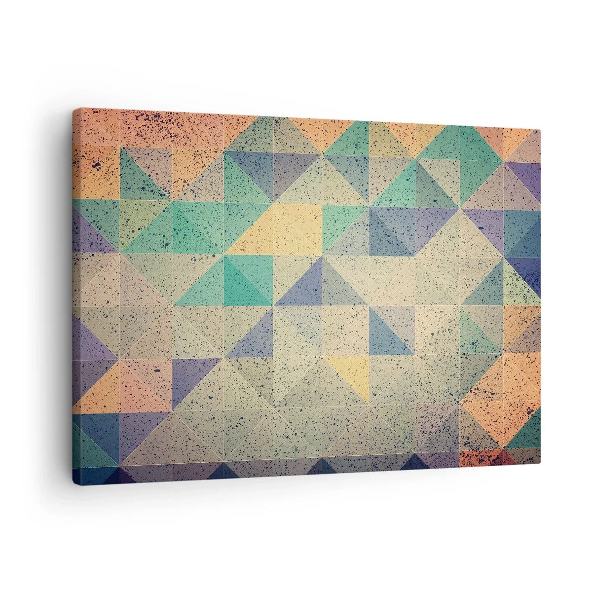 Bild auf Leinwand - Leinwandbild - Eine farbenfrohe Komposition aus geometrischen Dreiecken in Pastelltönen. - 70x50cm - Republik der Dreiecke - Moderne Wanddekoration für Wohnzimmer und Schlafzimmer ARTTOR