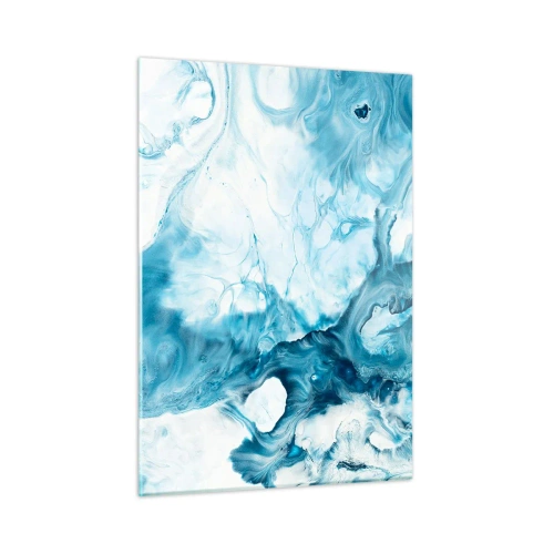 Glasbild - Bild auf glas - Abstrakte Komposition in Blau- und Weißtönen - 50x70cm - Blaues Konzert - Moderne Wanddekoration für Wohnzimmer und Schlafzimmer ARTTOR