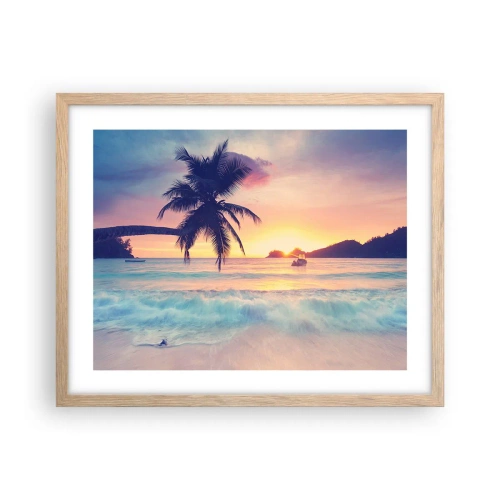 Poster in einem Rahmen aus heller Eiche - Ein Abend in der Bucht - 50x40 cm