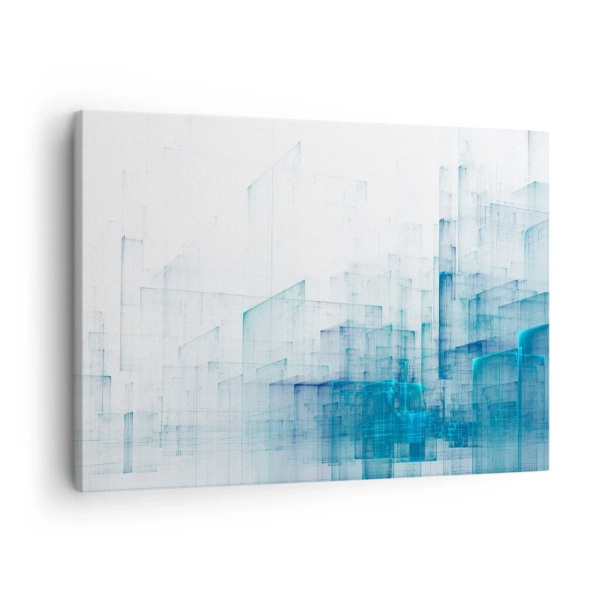 Bild auf Leinwand - Leinwandbild - Abstrakte geometrische Formen in Blautönen - 70x50cm - Wie der Raum wgeschaffen urde - Moderne Wanddekoration für Wohnzimmer und Schlafzimmer ARTTOR