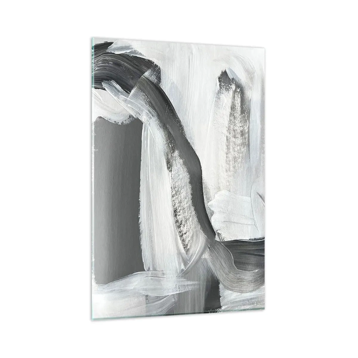 Glasbild - Bild auf glas - Grau-weiße Abstraktion mit dynamischen Linien - 80x120cm - Entscheidender Schritt - Moderne Wanddekoration für Wohnzimmer und Schlafzimmer ARTTOR