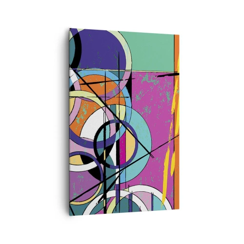 Bild auf Leinwand - Leinwandbild - Bunte Abstraktion mit geometrischen Kreisen - 80x120cm - Rad für Rad - Moderne Wanddekoration für Wohnzimmer und Schlafzimmer ARTTOR