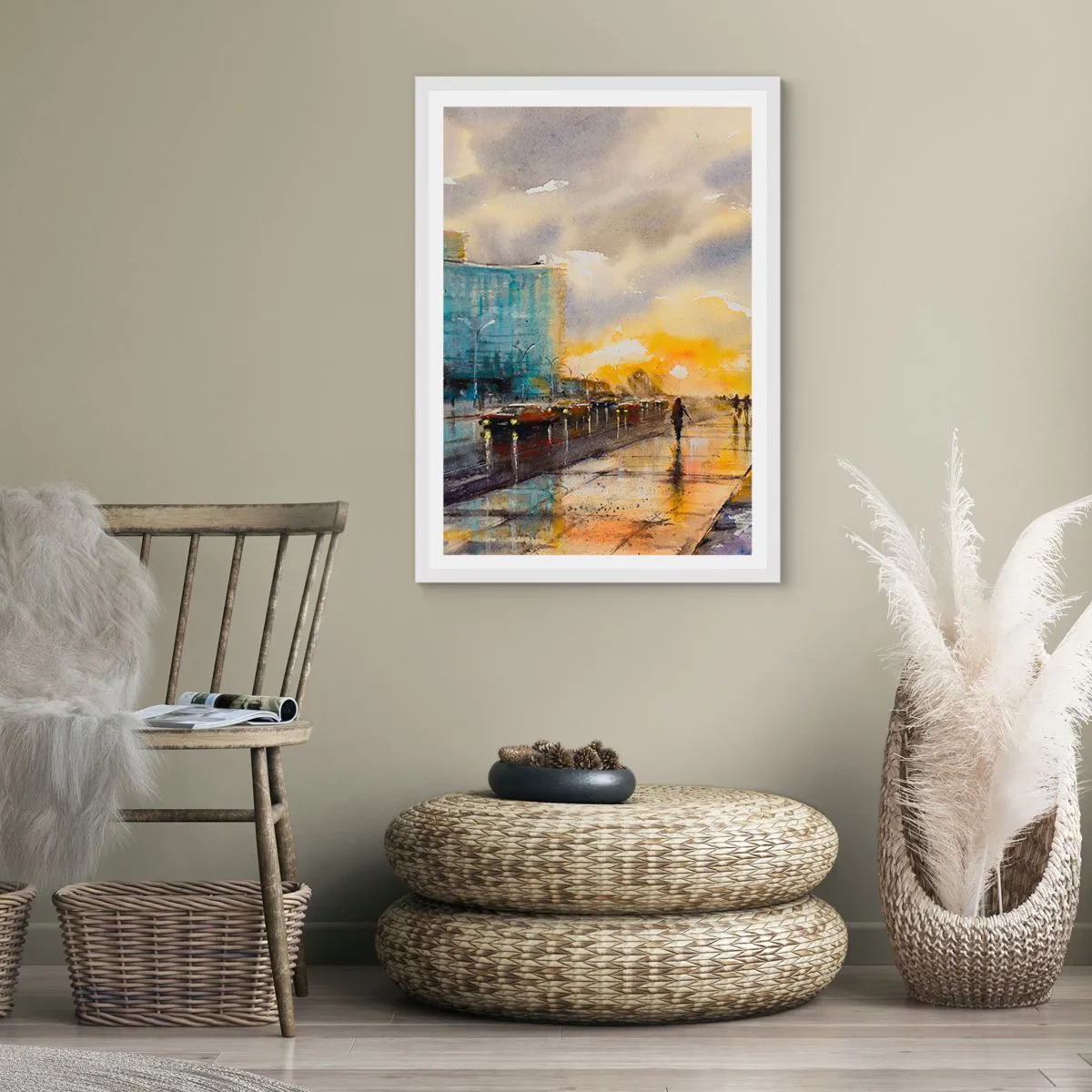 Poster in einem weißen Rahmen - Leben am Ufer - 70x100 cm