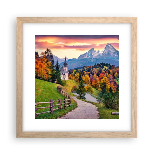 Poster in einem Rahmen aus heller Eiche - Landschaftsartige Malerei - 30x30 cm