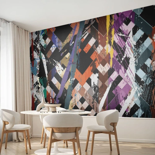 Selbstklebende Fototapete Deluxe Sticker - Quadriert - Abstraktion, Stück, Modernes Muster - 350x256 cm