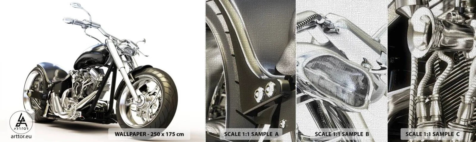 Fototapeten Muster Premium Canvas - Stärke mit Charakter - Automobil, Motorrad, Reise - 100x30 cm