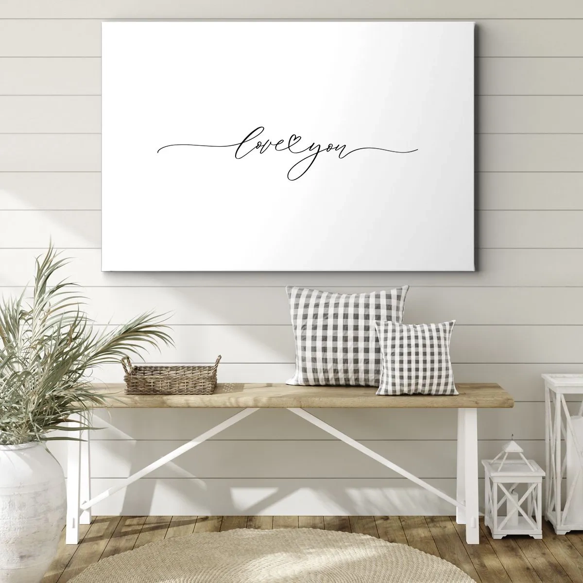 Bild auf Leinwand - Leinwandbild - Die Aufschrift „Ich liebe dich“ in eleganter Schriftart - 70x50cm - Schwarz auf weiß - Moderne Wanddekoration für Wohnzimmer und Schlafzimmer ARTTOR