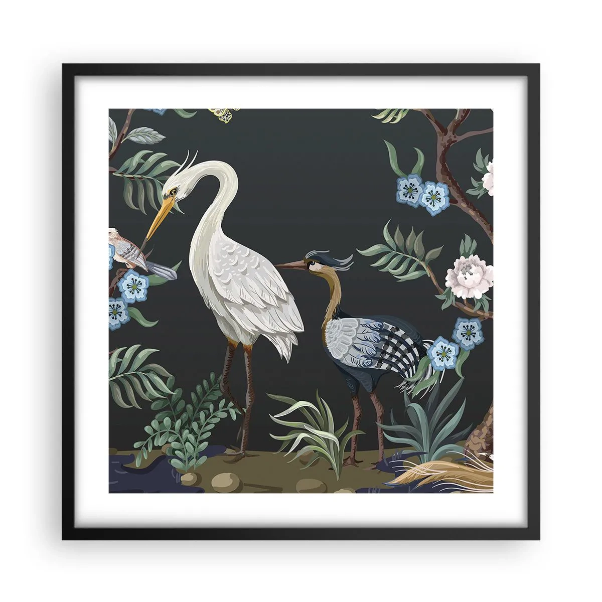 Poster in einem schwarzem Rahmen - Vogelparade - 50x50 cm