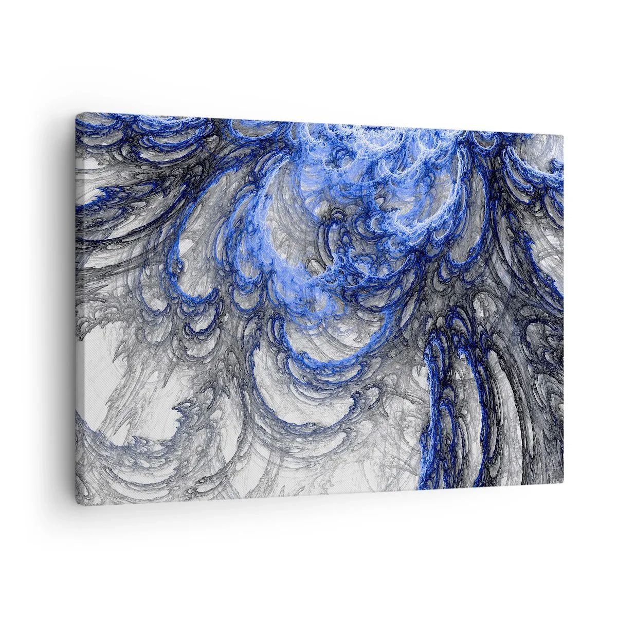 Bild auf Leinwand - Leinwandbild - Abstrakte Wellen in Blau- und Grautönen - 70x50cm - Die Geburt einer Welle - Moderne Wanddekoration für Wohnzimmer und Schlafzimmer ARTTOR