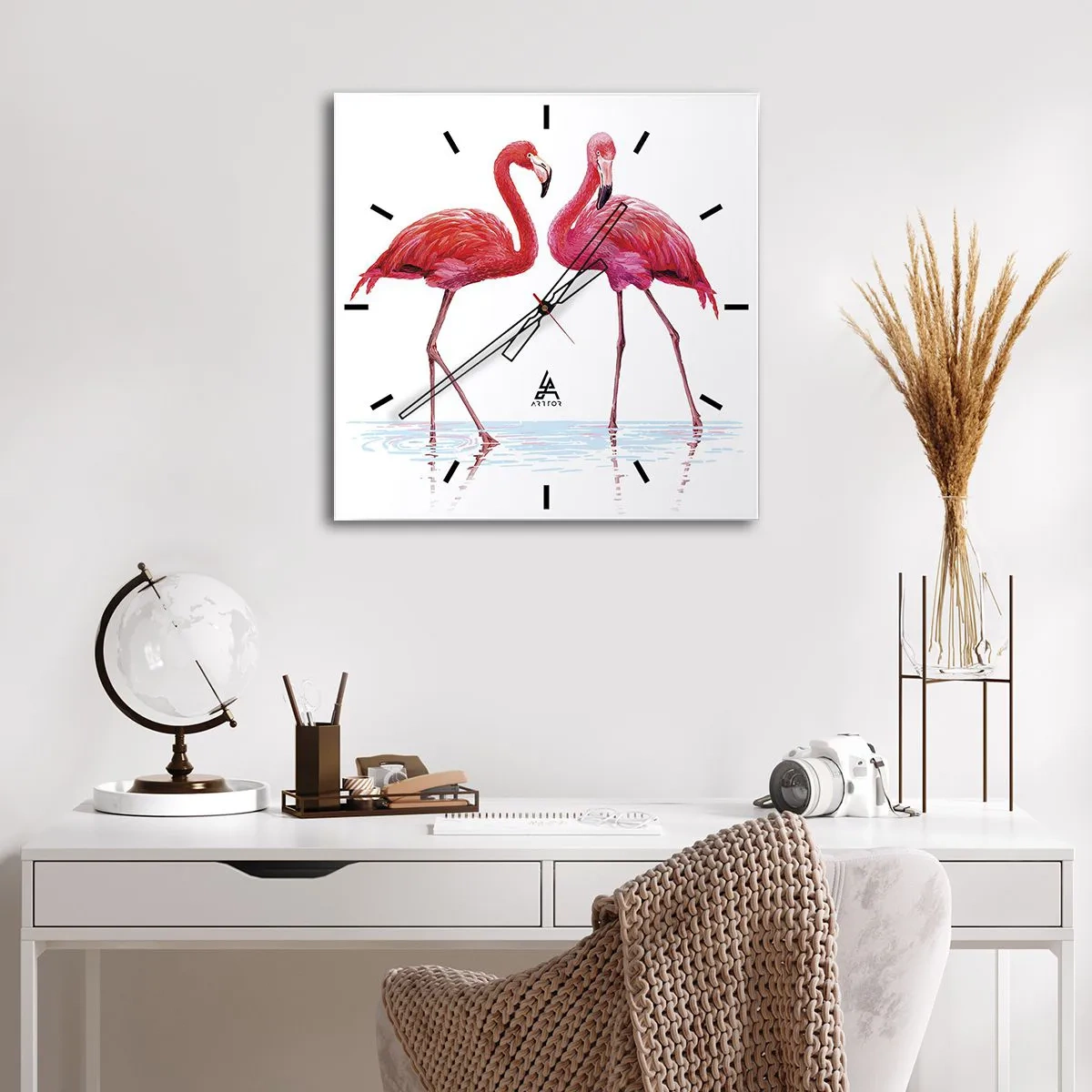 Wanduhr - Glasuhr - Rosa randez-vous - 40x40 cm