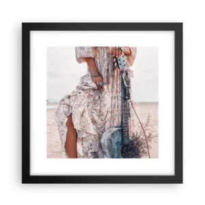 Poster in einem schwarzem Rahmen - Kinderblumen auf dem Weg - 30x30 cm