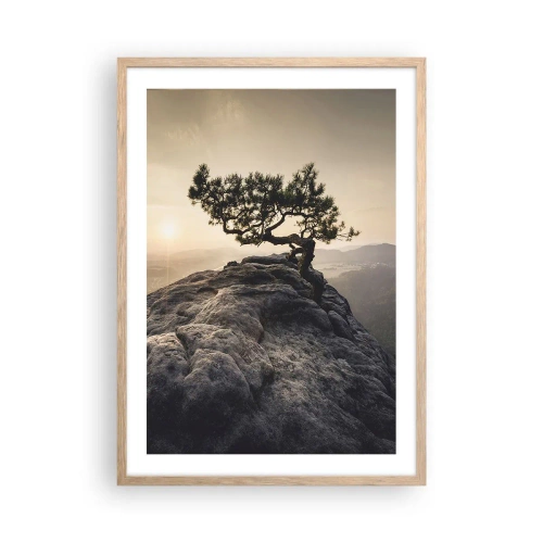 Poster in einem Rahmen aus heller Eiche - Das Leben gewinnt immer - 50x70 cm