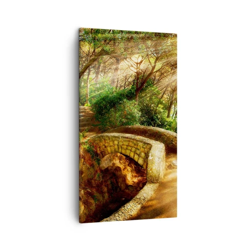 Bild auf Leinwand - Leinwandbild - Direkt von der Brücke in den Märchenwald - 45x80 cm