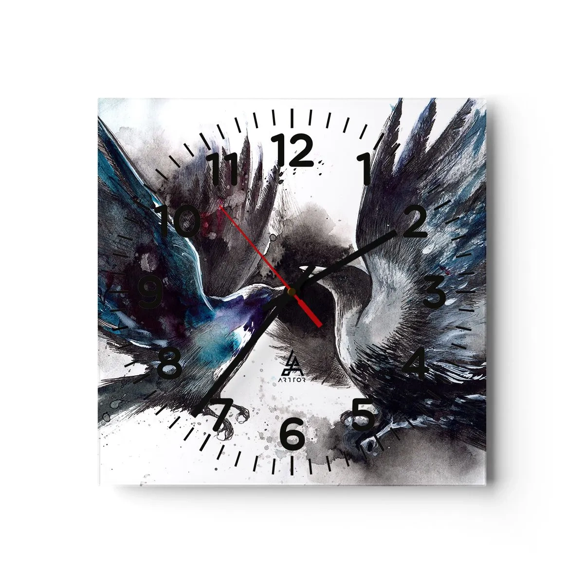 Wanduhr - Glasuhr - Rabe zum Raben ... - 30x30 cm
