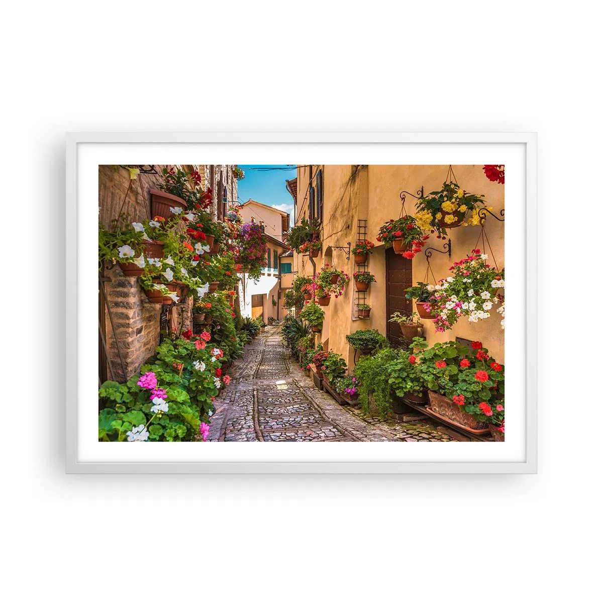 Poster in einem weißen Rahmen - Italienische Gasse - 70x50 cm