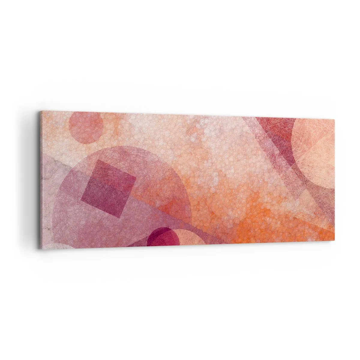 Bild auf Leinwand - Leinwandbild - Abstrakte geometrische Formen in Pastelltönen von Rosa - 120x50cm - Geometrische Transformationen in Pink - Moderne Wanddekoration für Wohnzimmer und Schlafzimmer ARTTOR