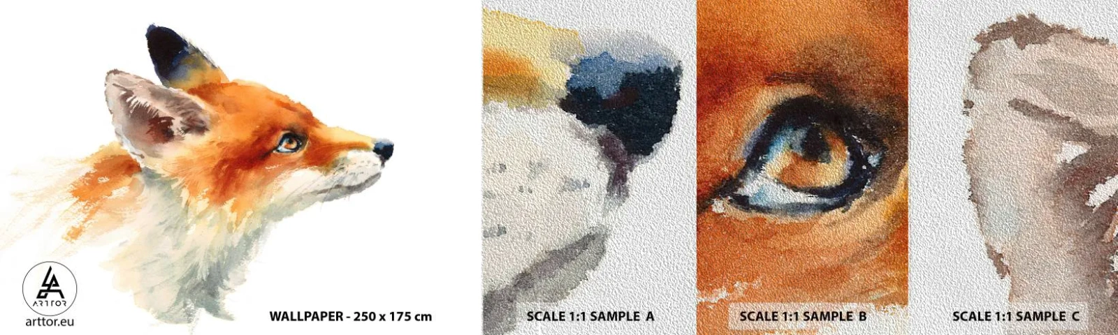 Fototapeten Muster Premium Sand - Man kann nie vorsichtig genug sein - Tiere, Fuchs, Abstraktion - 100x30 cm