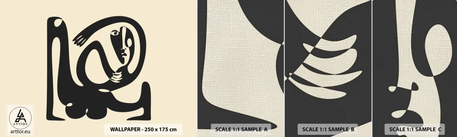 Fototapeten Muster Premium Canvas - Fast wie Picasso - Abstraktion, Stück, Grafik - 100x30 cm