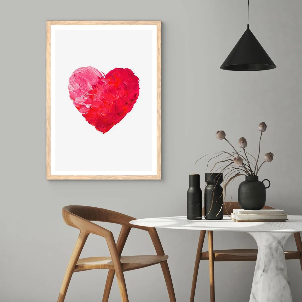 Poster in einem Rahmen aus heller Eiche - Alles was du brauchst ist Liebe - 30x40 cm