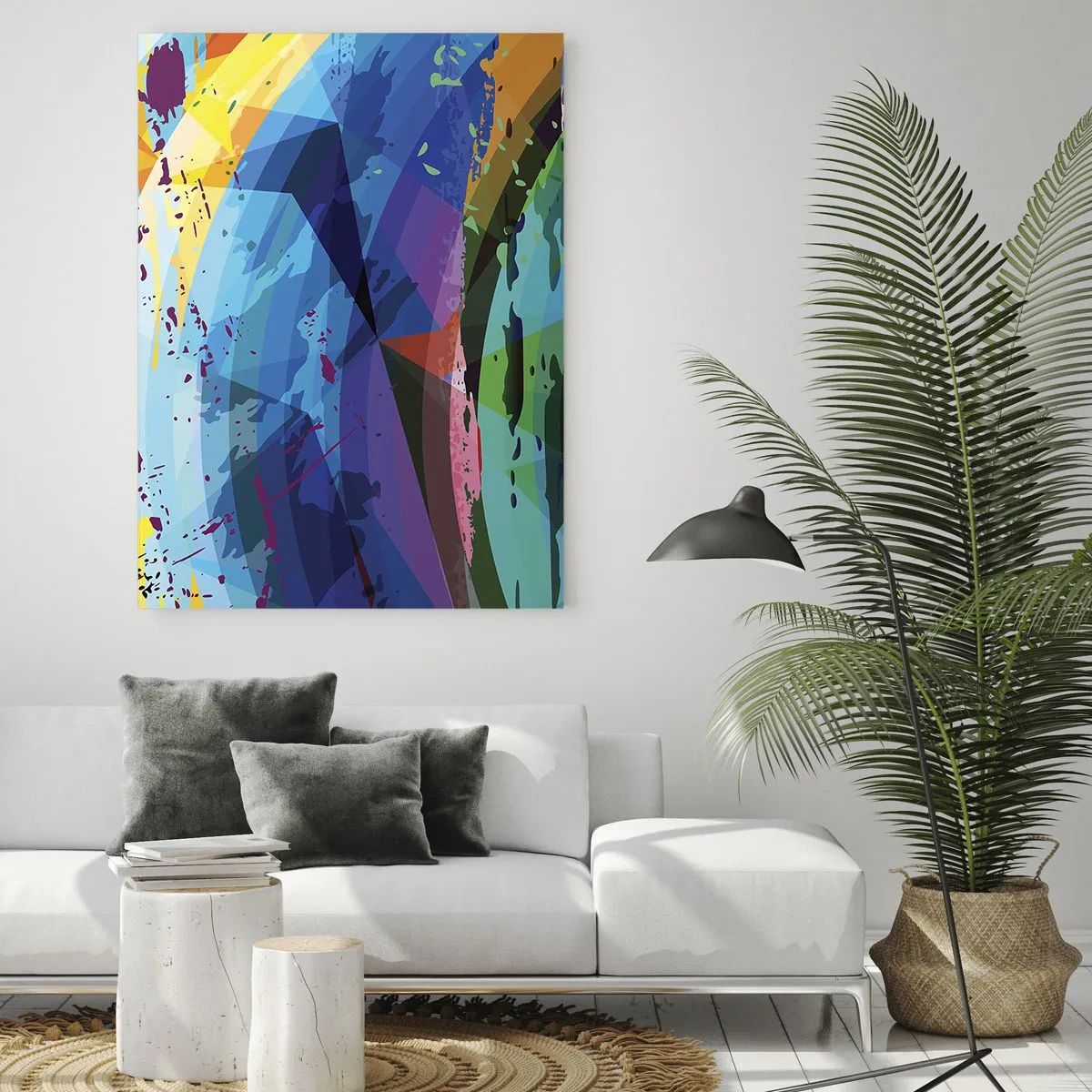 Glasbild - Bild auf glas - Bunte Abstraktion in dynamischen Mustern und Formen - 80x120cm - Farbenfroher Schwindel - Moderne Wanddekoration für Wohnzimmer und Schlafzimmer ARTTOR