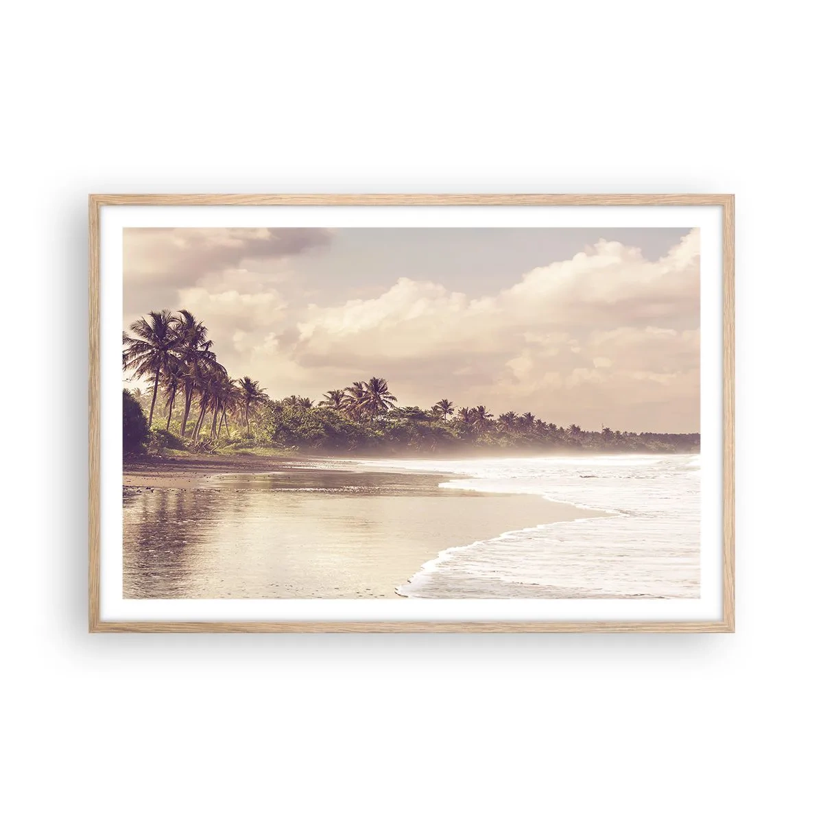 Poster in einem Rahmen aus heller Eiche - Die Liebkosung der Wellen - 91x61 cm