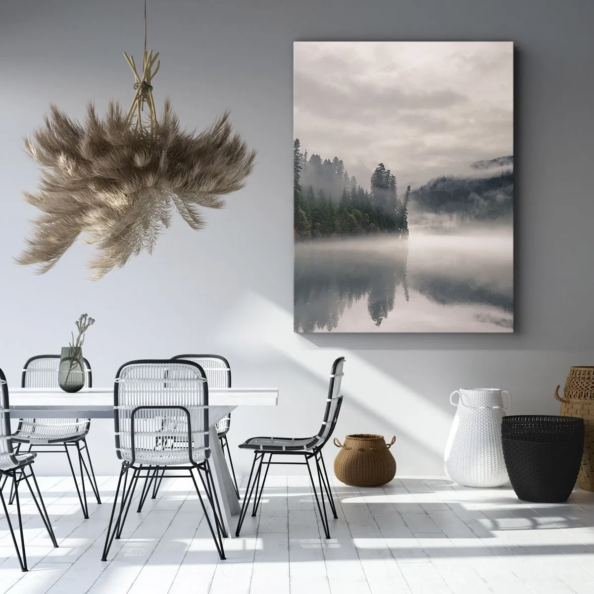 Bild auf Leinwand - Leinwandbild - In Reflexion, im Nebel - 65x120 cm