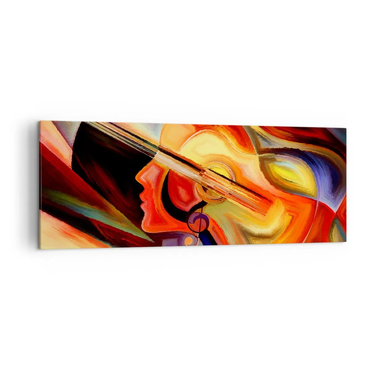 Bild auf Leinwand - Leinwandbild - Bunte Abstraktion, inspiriert von Musik und Gitarre - 140x50cm - Alles ist gut - Moderne Wanddekoration für Wohnzimmer und Schlafzimmer ARTTOR