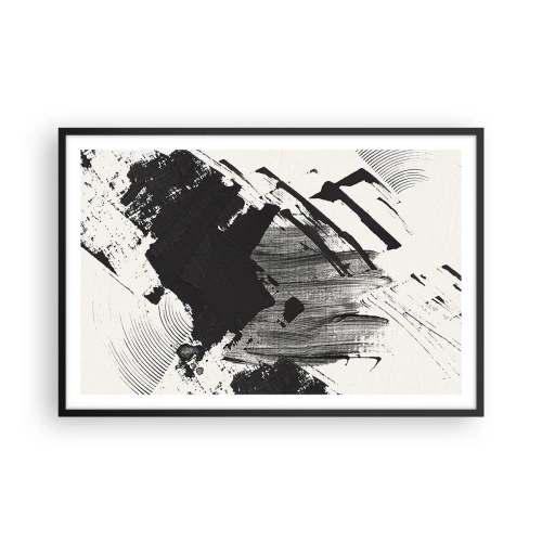 Poster in einem schwarzem Rahmen - Abstraktion – Ausdruck von Schwarz - 91x61 cm