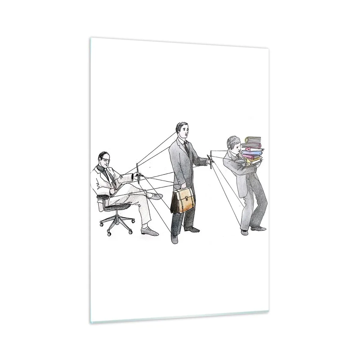 Glasbild - Bild auf glas - Darstellung der Büroarbeitshierarchie - 50x70cm - Jeder hat seinen Meister - Moderne Wanddekoration für Wohnzimmer und Schlafzimmer ARTTOR