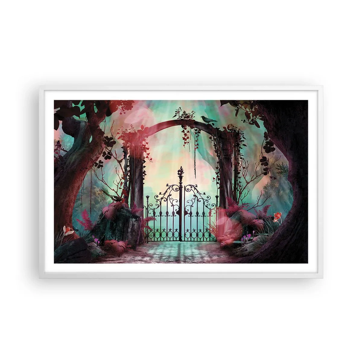 Poster in einem weißen Rahmen - Geheimer Garten - 91x61 cm