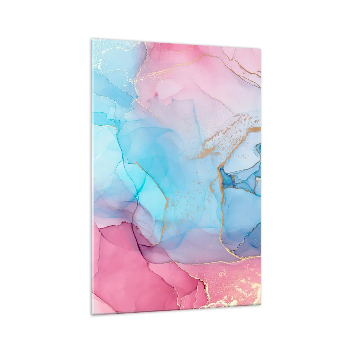 Glasbild - Bild auf glas - Abstrakte Pastellmuster mit goldenen Akzenten - 70x100cm - Begegnung und Durchdringung - Moderne Wanddekoration für Wohnzimmer und Schlafzimmer ARTTOR