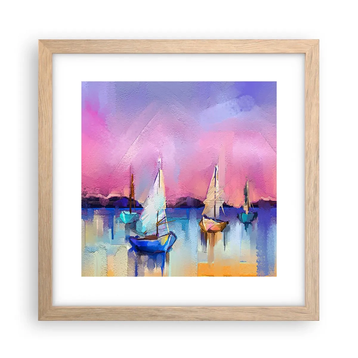 Poster in einem Rahmen aus heller Eiche - Richtung: breites Wasser - 30x30 cm