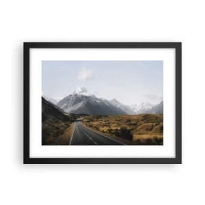 Poster in einem schwarzem Rahmen - Der Weg ins Herz der Berge - 40x30 cm